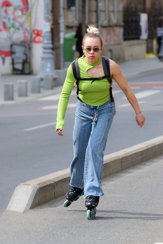 Girl rollerblading